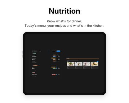 Nutrition in Framewise Life on a tablet: Today's menu, your recipes and what's in the kitchen